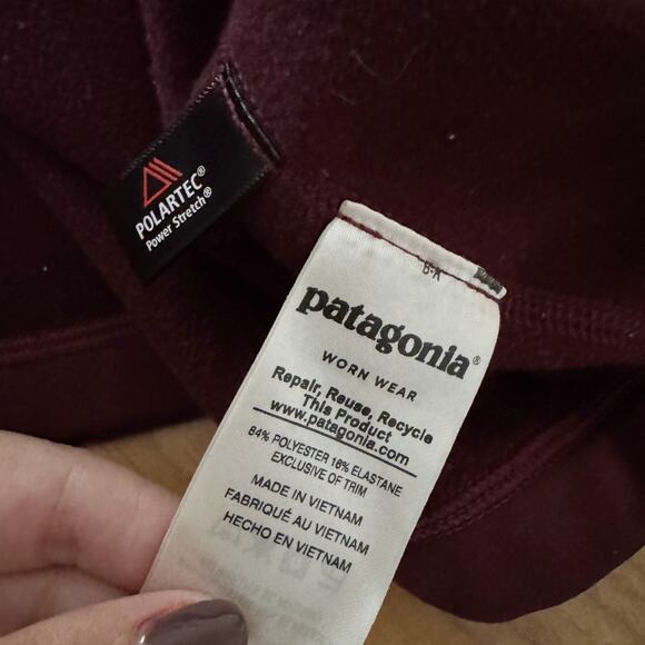 PATAGONIA Crosstrek Polartec Fleece 1/4 Zip Jacket Burgundy Medium M - Picture 8 of 8